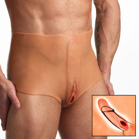 "Pussy Panties Silicone Vagina Plus Ass Panties - Small MS-AH213-S"